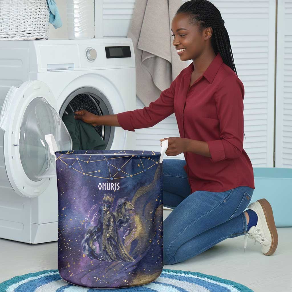 Onuris Laundry Basket Cosmic Warrior Egyptian God Eye of Horus Spears Starry Night
