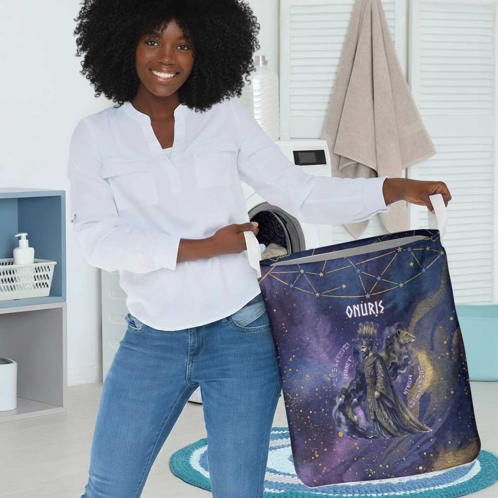 Onuris Laundry Basket Cosmic Warrior Egyptian God Eye of Horus Spears Starry Night
