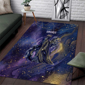 Onuris Area Rug Cosmic Warrior Egyptian God Eye of Horus Spears Starry Night