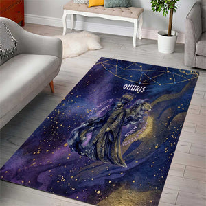 Onuris Area Rug Cosmic Warrior Egyptian God Eye of Horus Spears Starry Night
