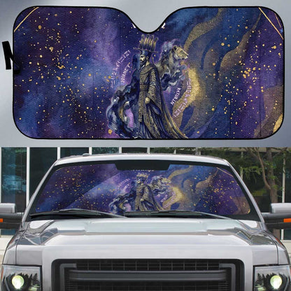Onuris Auto Sun Shade Cosmic Warrior Egyptian God Eye of Horus Spears Starry Night