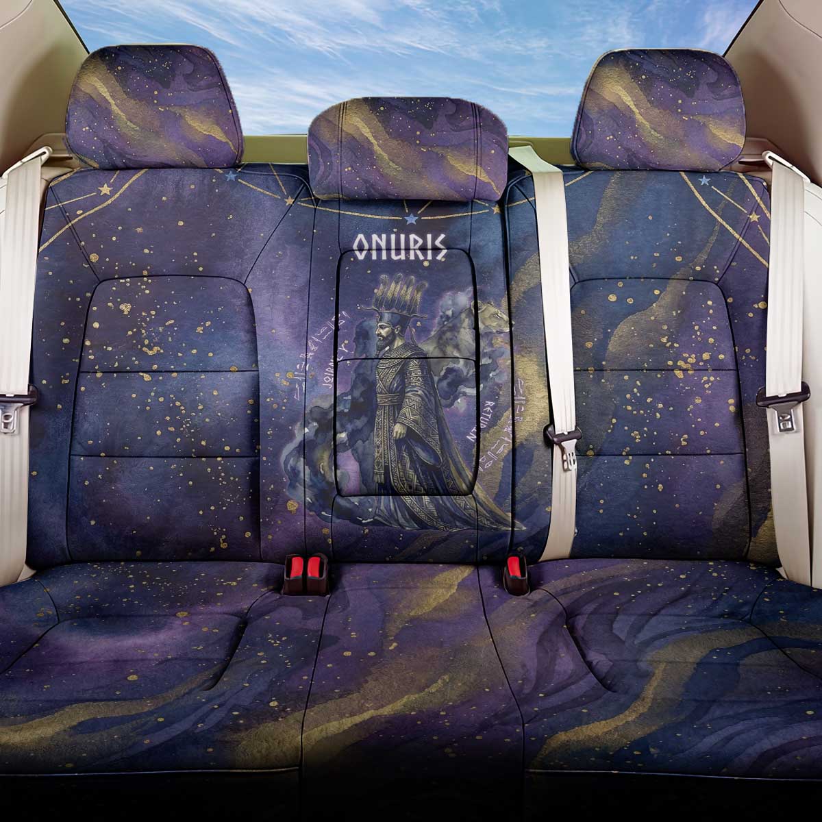 Onuris Back Car Seat Cover Cosmic Warrior Egyptian God Eye of Horus Spears Starry Night
