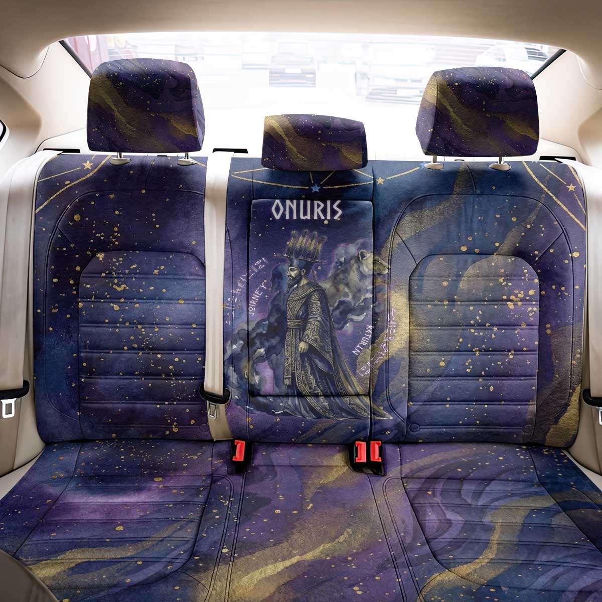 Onuris Back Car Seat Cover Cosmic Warrior Egyptian God Eye of Horus Spears Starry Night