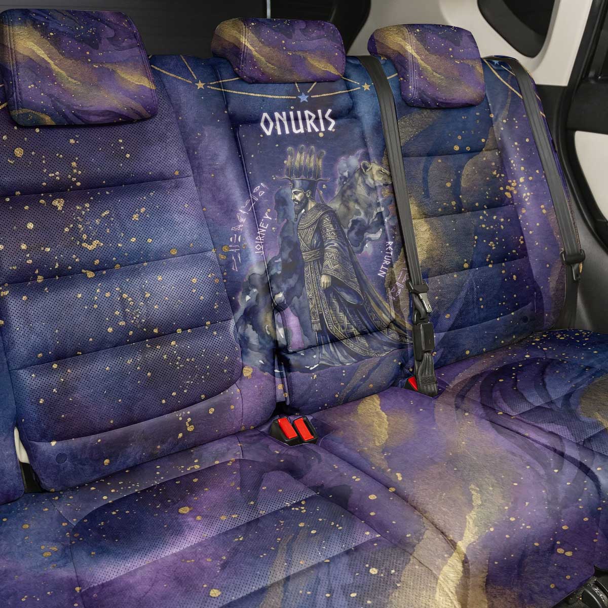 Onuris Back Car Seat Cover Cosmic Warrior Egyptian God Eye of Horus Spears Starry Night