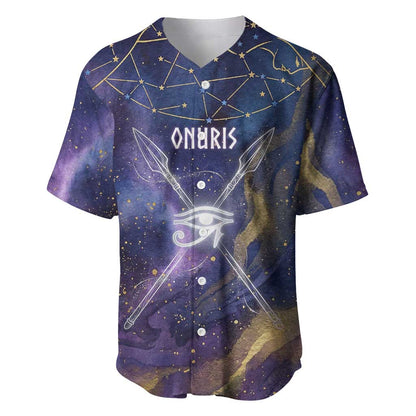 Onuris Baseball Jersey Cosmic Warrior Egyptian God Eye of Horus Spears Starry Night