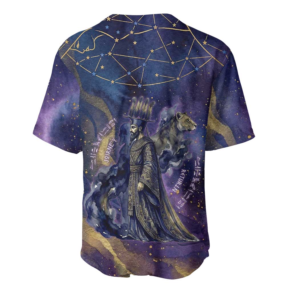 Onuris Baseball Jersey Cosmic Warrior Egyptian God Eye of Horus Spears Starry Night