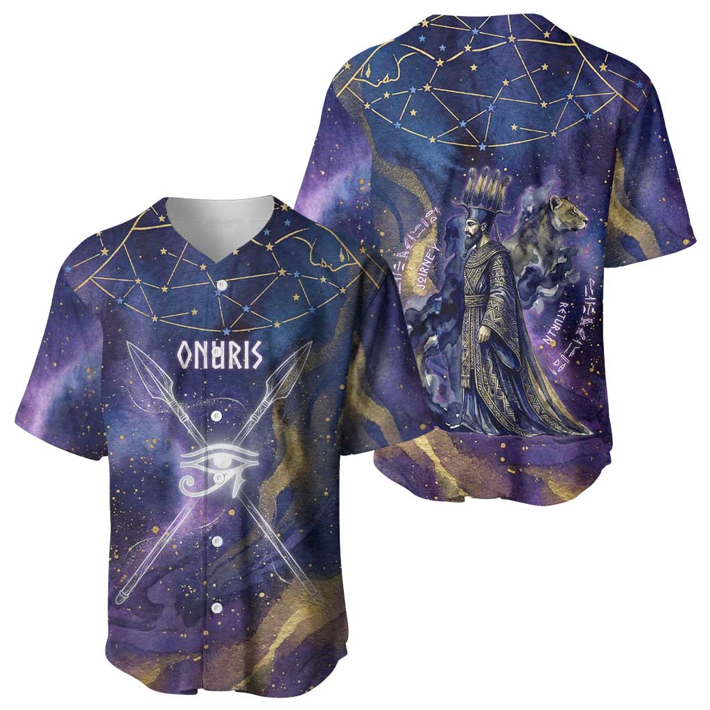 Onuris Baseball Jersey Cosmic Warrior Egyptian God Eye of Horus Spears Starry Night
