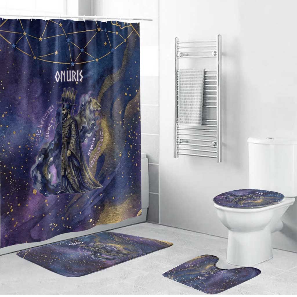 Onuris Bathroom Set Cosmic Warrior Egyptian God Eye of Horus Spears Starry Night