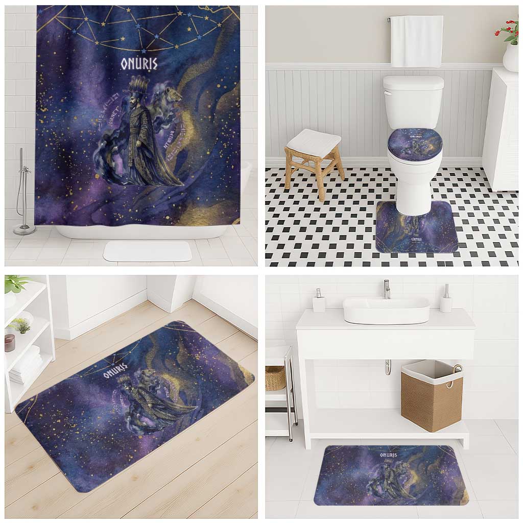 Onuris Bathroom Set Cosmic Warrior Egyptian God Eye of Horus Spears Starry Night