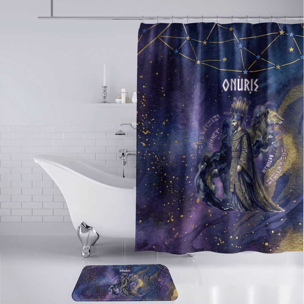 Onuris Bathroom Set Cosmic Warrior Egyptian God Eye of Horus Spears Starry Night