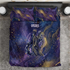 Onuris Bedding Set Cosmic Warrior Egyptian God Eye of Horus Spears Starry Night
