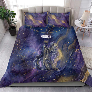 Onuris Bedding Set Cosmic Warrior Egyptian God Eye of Horus Spears Starry Night