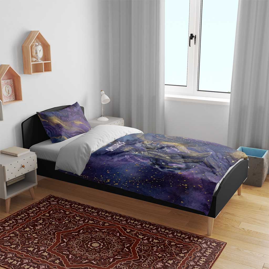 Onuris Bedding Set Cosmic Warrior Egyptian God Eye of Horus Spears Starry Night