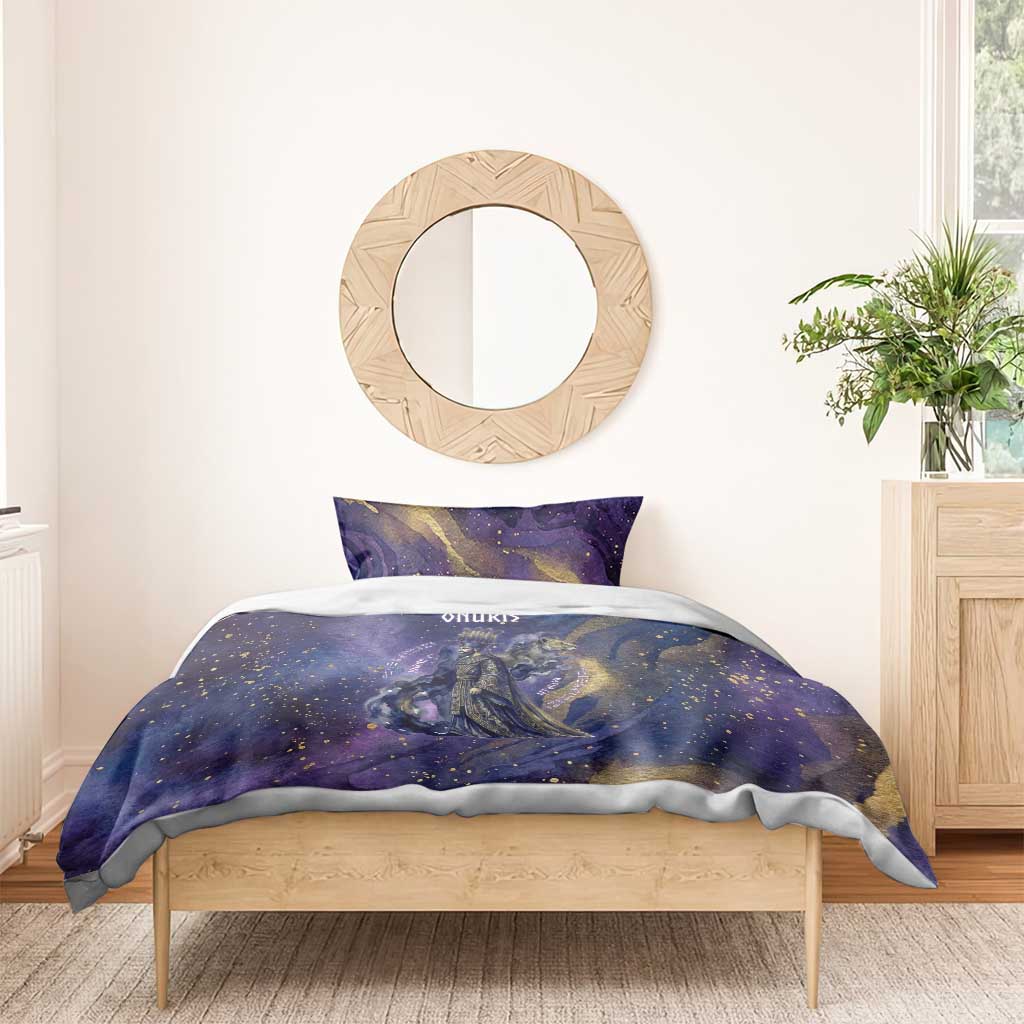 Onuris Bedding Set Cosmic Warrior Egyptian God Eye of Horus Spears Starry Night