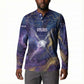 Onuris Button Sweatshirt Cosmic Warrior Egyptian God Eye of Horus Spears Starry Night