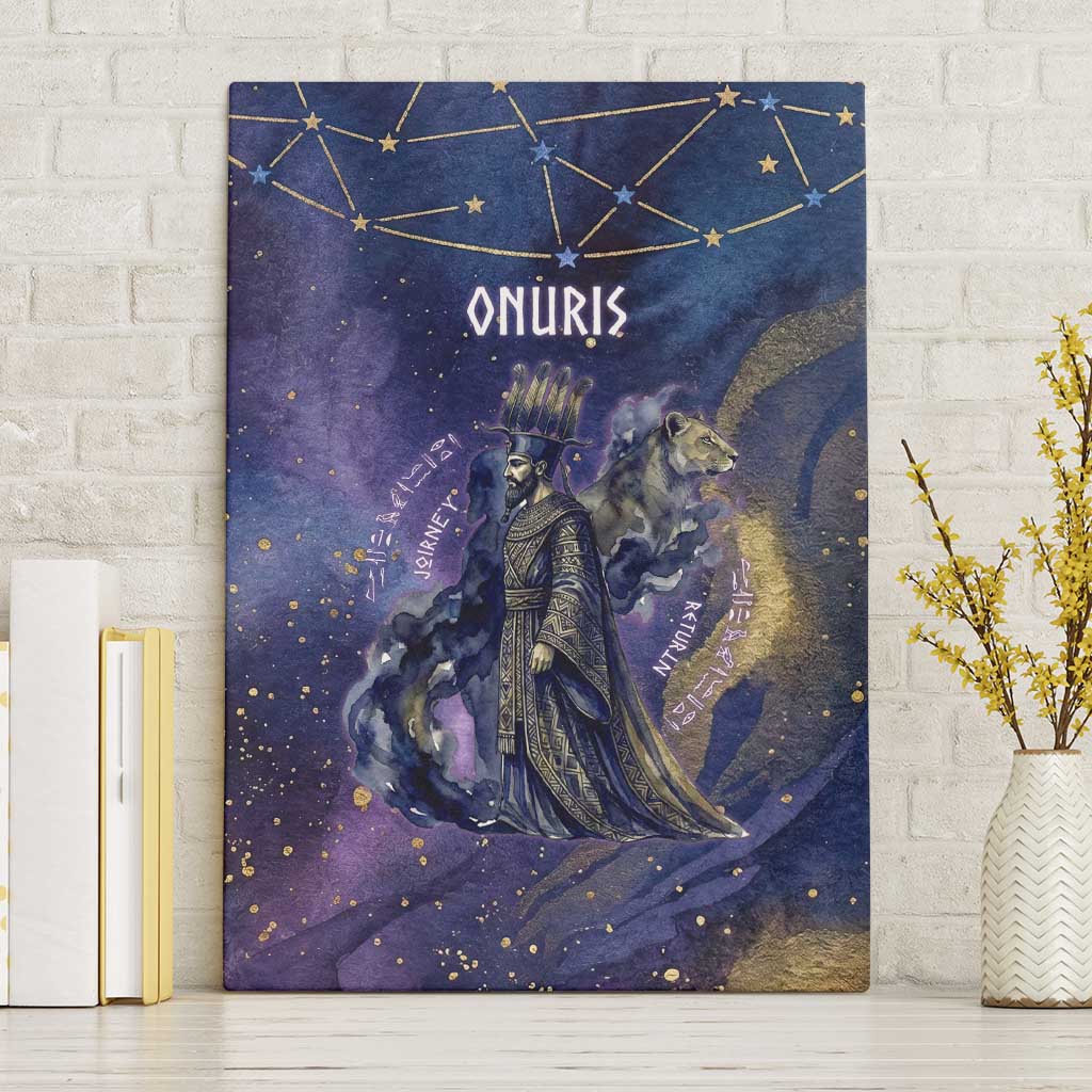 Onuris Canvas Wall Art Cosmic Warrior Egyptian God Eye of Horus Spears Starry Night