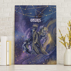 Onuris Canvas Wall Art Cosmic Warrior Egyptian God Eye of Horus Spears Starry Night