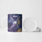 Onuris Ceramic Mug Cosmic Warrior Egyptian God Eye of Horus Spears Starry Night