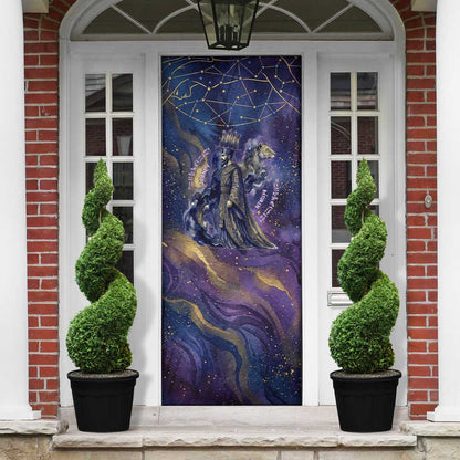 Onuris Door Cover Cosmic Warrior Egyptian God Eye of Horus Spears Starry Night
