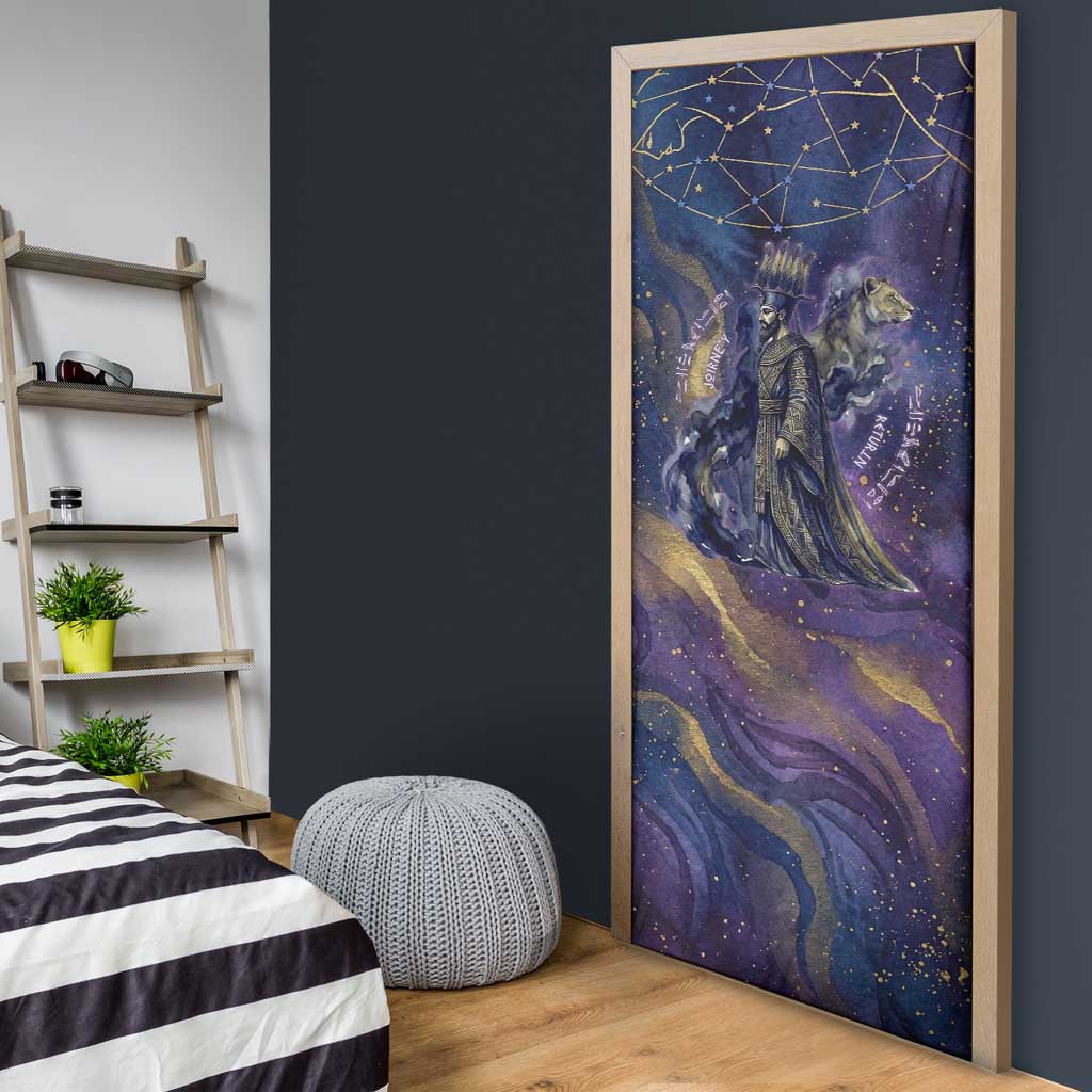 Onuris Door Cover Cosmic Warrior Egyptian God Eye of Horus Spears Starry Night