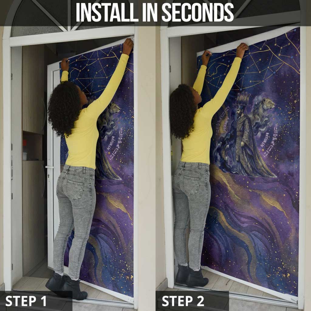 Onuris Door Cover Cosmic Warrior Egyptian God Eye of Horus Spears Starry Night