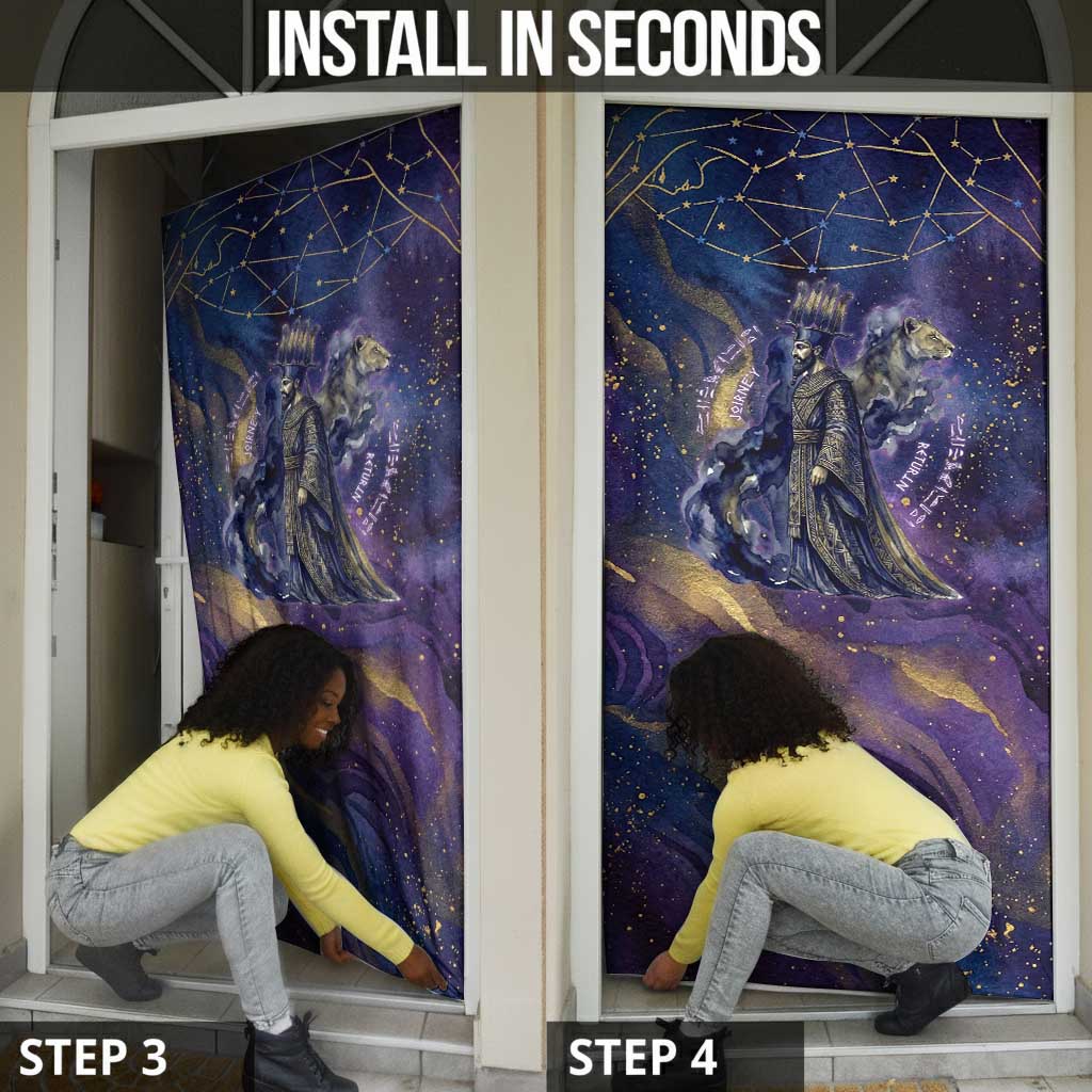 Onuris Door Cover Cosmic Warrior Egyptian God Eye of Horus Spears Starry Night
