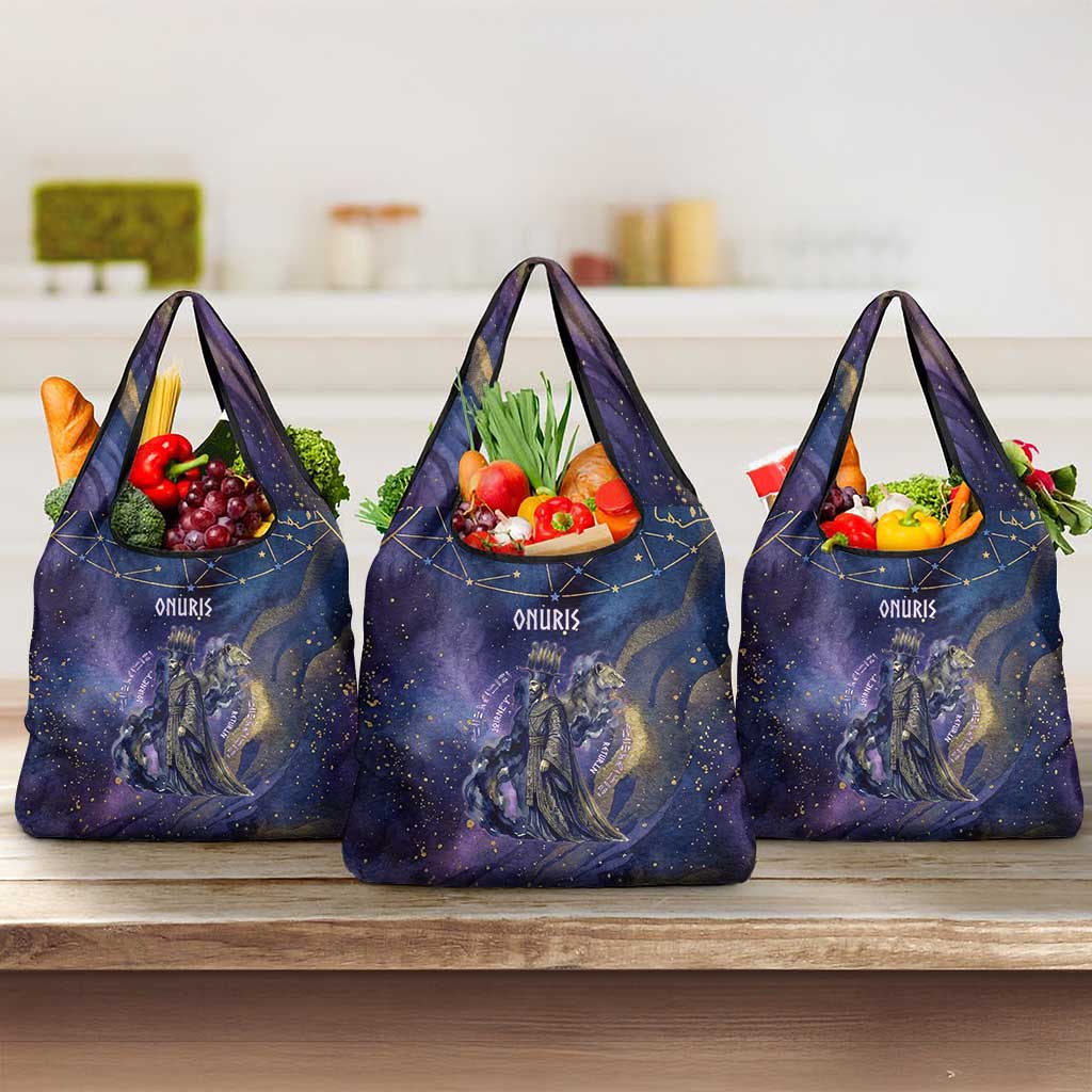 Onuris Grocery Bag Cosmic Warrior Egyptian God Eye of Horus Spears Starry Night
