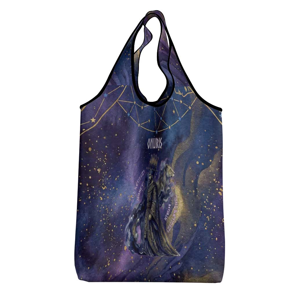 Onuris Grocery Bag Cosmic Warrior Egyptian God Eye of Horus Spears Starry Night