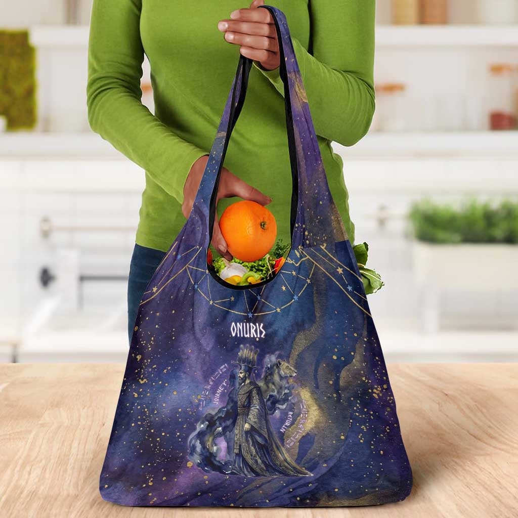 Onuris Grocery Bag Cosmic Warrior Egyptian God Eye of Horus Spears Starry Night