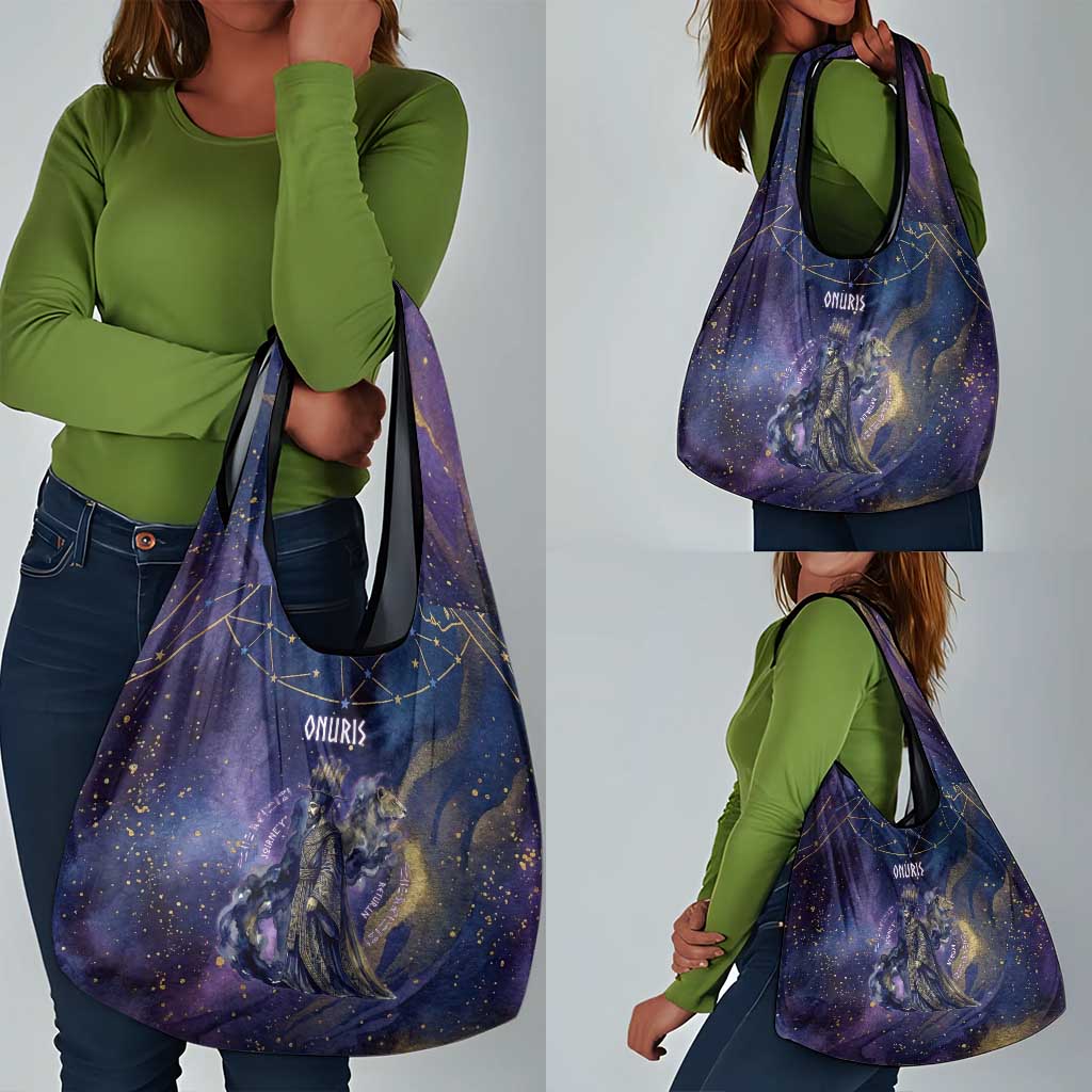 Onuris Grocery Bag Cosmic Warrior Egyptian God Eye of Horus Spears Starry Night