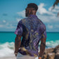 Onuris Hawaiian Shirt Cosmic Warrior Egyptian God Eye of Horus Spears Starry Night