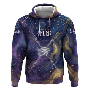 Onuris Hoodie Cosmic Warrior Egyptian God Eye of Horus Spears Starry Night