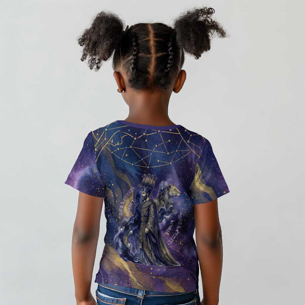 Onuris Kid T shirt Cosmic Warrior Egyptian God Eye of Horus Spears Starry Night