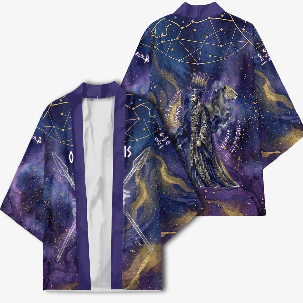 Onuris Kimono Cosmic Warrior Egyptian God Eye of Horus Spears Starry Night