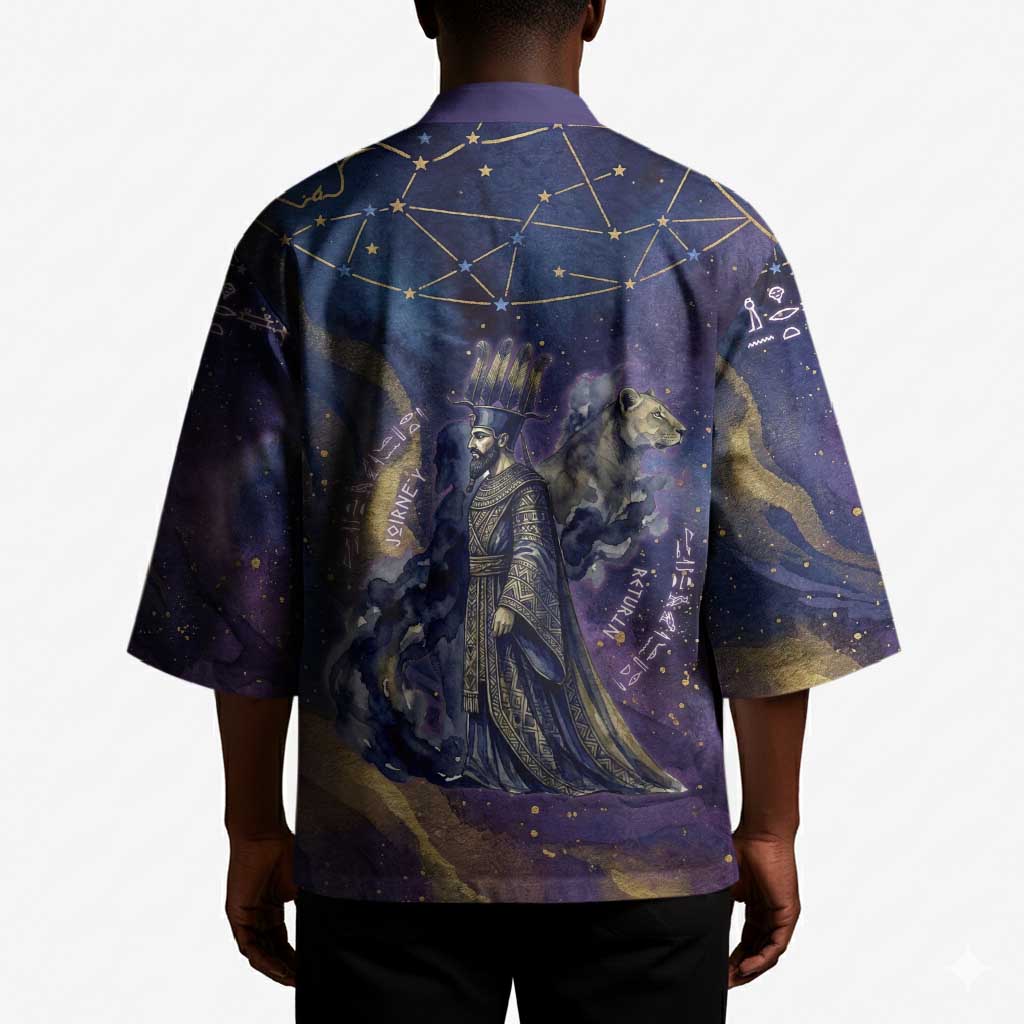 Onuris Kimono Cosmic Warrior Egyptian God Eye of Horus Spears Starry Night