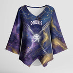 Onuris Kimono Sleeve Blouse Cosmic Warrior Egyptian God Eye of Horus Spears Starry Night