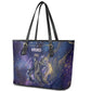 Onuris Leather Tote Bag Cosmic Warrior Egyptian God Eye of Horus Spears Starry Night