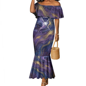 Onuris Mermaid Dress Cosmic Warrior Egyptian God Eye of Horus Spears Starry Night