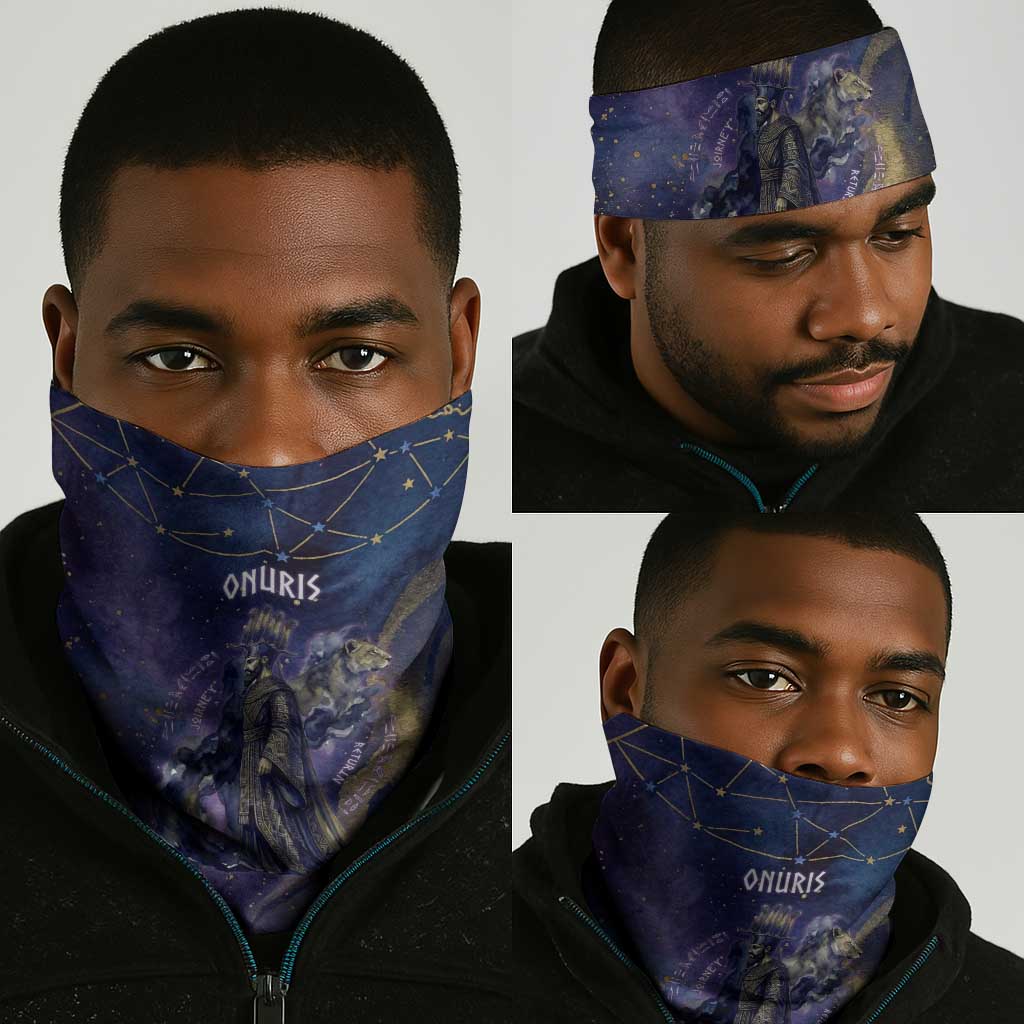 Onuris Neck Gaiter Cosmic Warrior Egyptian God Eye of Horus Spears Starry Night