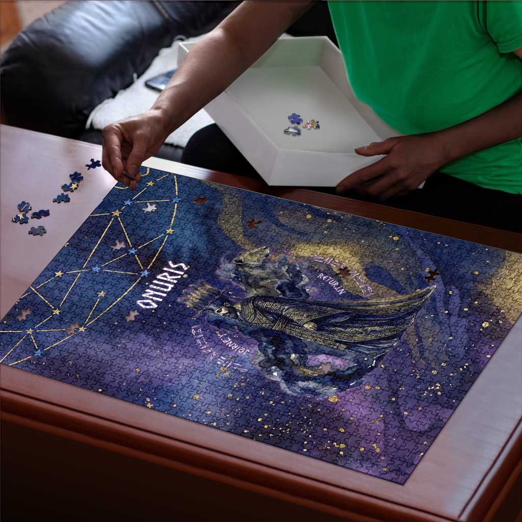 Onuris Puzzle Cosmic Warrior Egyptian God Eye of Horus Spears Starry Night