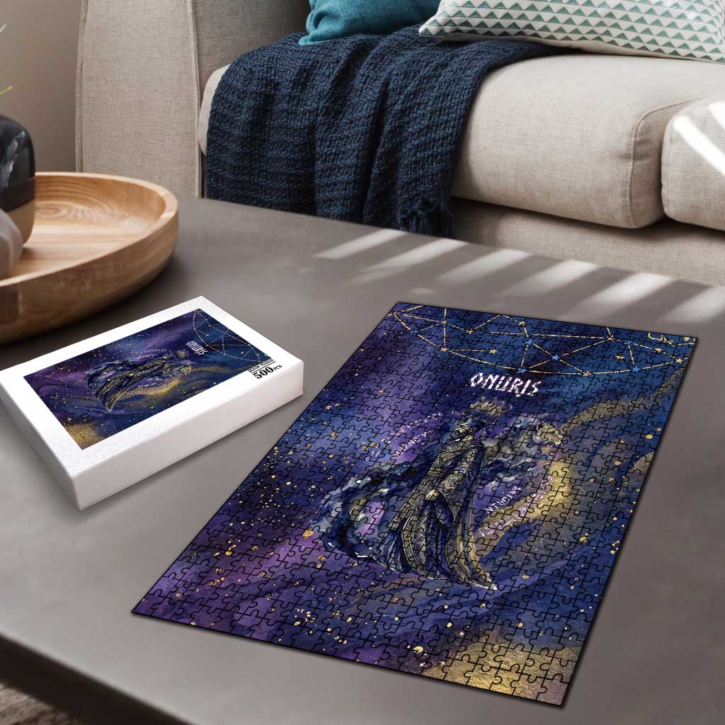 Onuris Puzzle Cosmic Warrior Egyptian God Eye of Horus Spears Starry Night