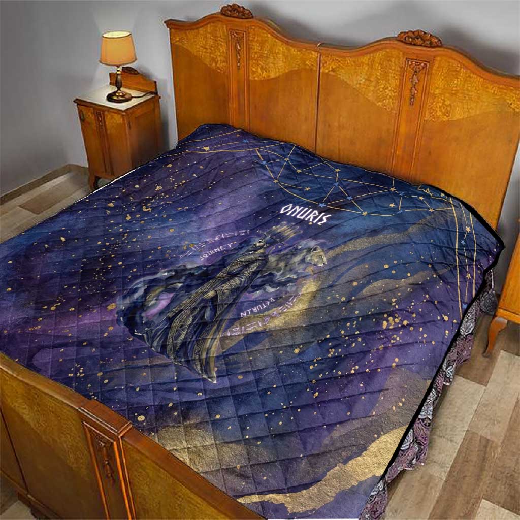 Onuris Quilt Cosmic Warrior Egyptian God Eye of Horus Spears Starry Night