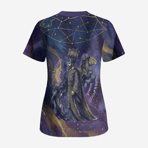 Onuris Scrub Top Cosmic Warrior Egyptian God Eye of Horus Spears Starry Night