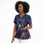 Onuris Scrub Top Cosmic Warrior Egyptian God Eye of Horus Spears Starry Night