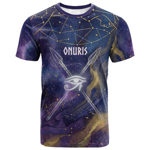 Onuris T shirt Cosmic Warrior Egyptian God Eye of Horus Spears Starry Night