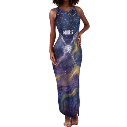 Onuris Tank Maxi Dress Cosmic Warrior Egyptian God Eye of Horus Spears Starry Night