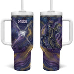 Onuris Tumbler With Handle Cosmic Warrior Egyptian God Eye of Horus Spears Starry Night