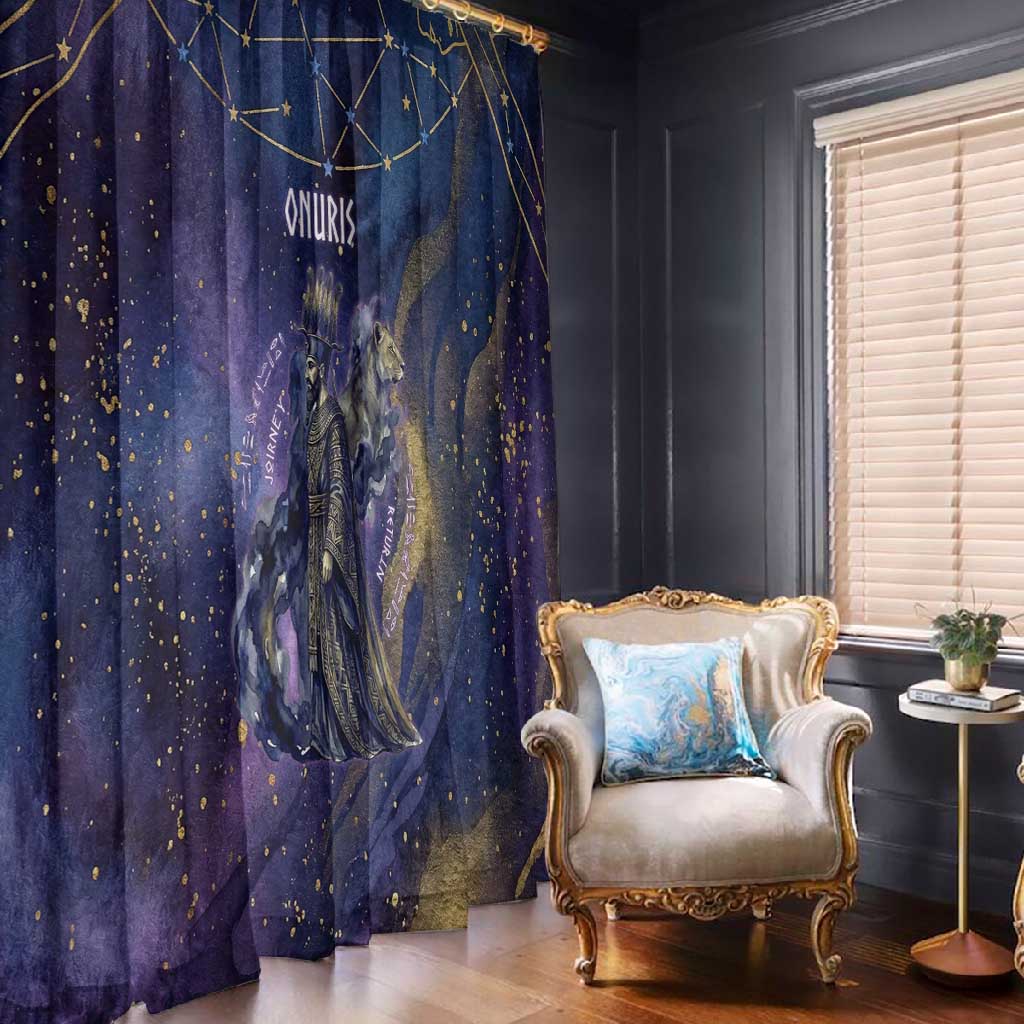 Onuris Window Curtain Cosmic Warrior Egyptian God Eye of Horus Spears Starry Night