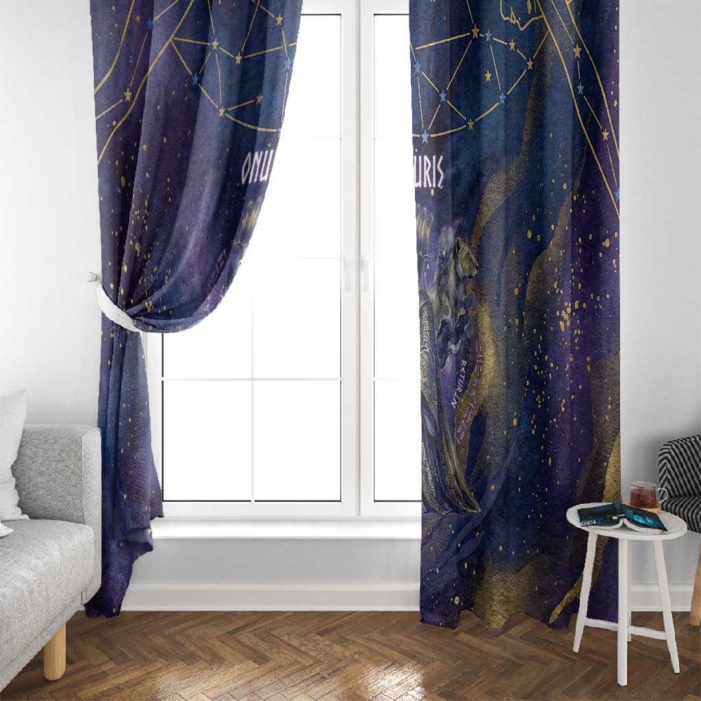 Onuris Window Curtain Cosmic Warrior Egyptian God Eye of Horus Spears Starry Night