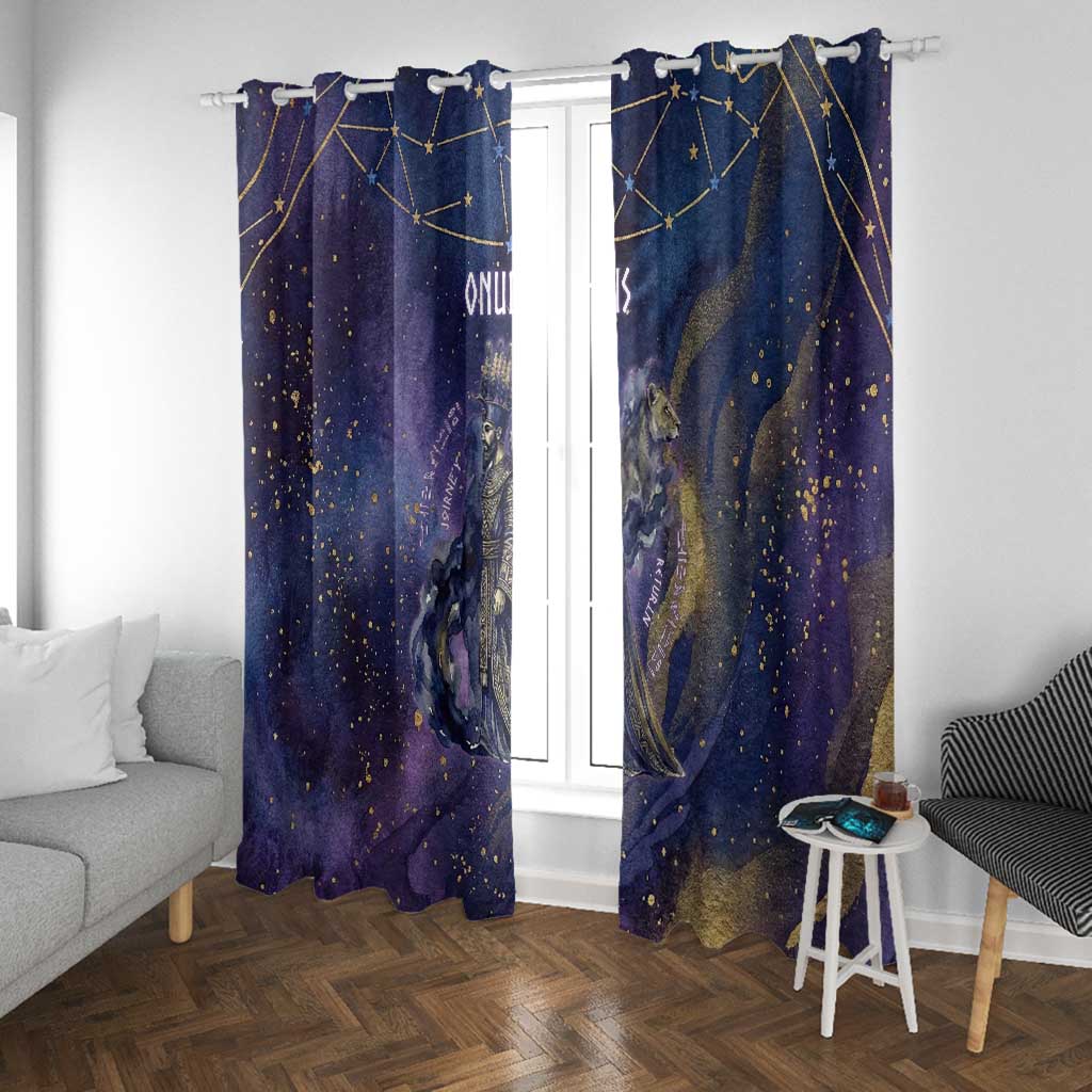Onuris Window Curtain Cosmic Warrior Egyptian God Eye of Horus Spears Starry Night